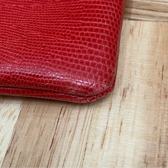 Vintage ETRA Genuine Leather Red Leather Kiss-Lock Convertible Clutch Bag - Picture 11 of 12